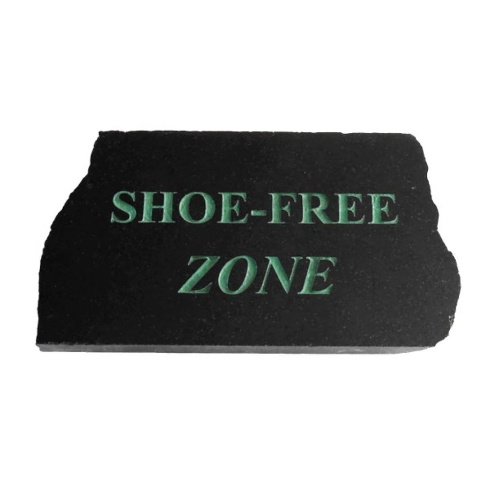 Carved Black Granite Shoe Free Zone Sign